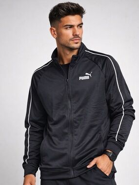 Puma Black Track Jacket XXL Full Zip Athletic Gym Running NWT